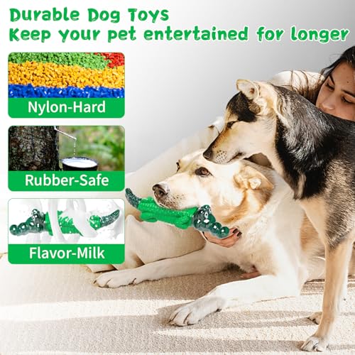 Dog Toys for Aggressive Chewers - Indestructible Dog Chew Toys for Small, Medium, Large Breed to Reduce Pet Anxiety and Boredom and Keep Them Busy