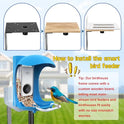 Ottsuls Bird Feeder Pole, 109 Inch Heavy Duty Bird House Pole Kit for Outdoors, with 5-Prong Base Feeding Station for Wild Birds Watching, Adjustable Feeder Stand (House Not Included)