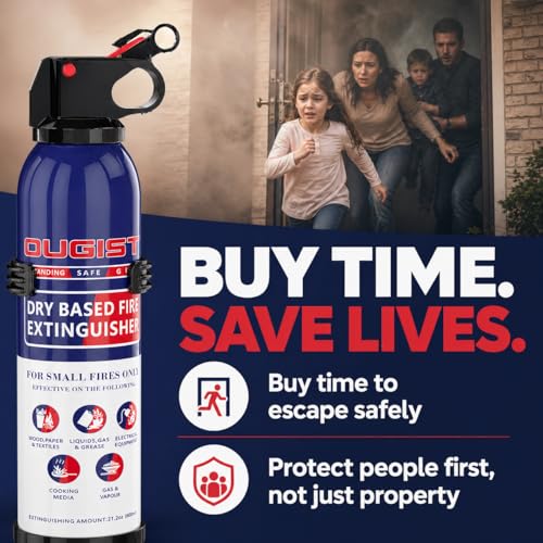 ABC Fire Extinguisher for Home & Vehicle - Portable Dry Chemical Fire Extinguisher | Grease & Electrical Fire Extinguisher for Kitchen, Car, Easy for All Ages to Use (2-Pack, 1.32lb Each)