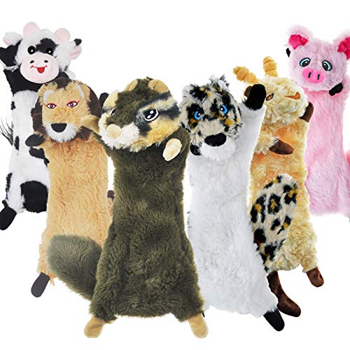 SHARLOVY Dog Squeaky Toy No Stuffing 6 Pack, Dog Toys Crinkle for Small Puppy, Durable Chew Plush Cute Animals Natural for Teething Pet
