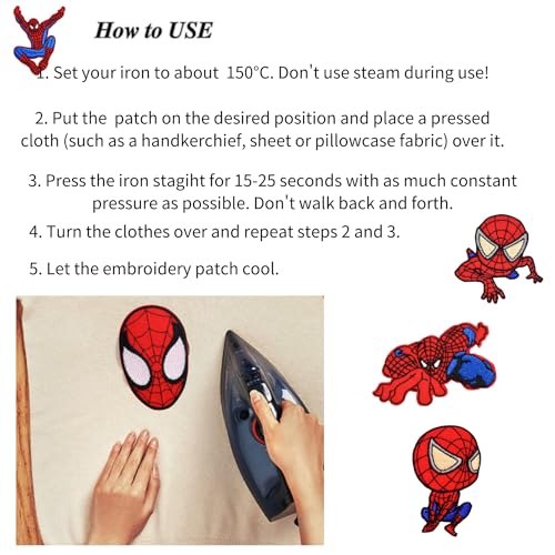20pcs Cute Cartoon Spider Embroidered Iron On Patches, Anime Animals Sew On/Iron On Applique Embroidered Patches for T-Shirt, Jackets, Jeans, Vests,Hats, Backpacks,Bags