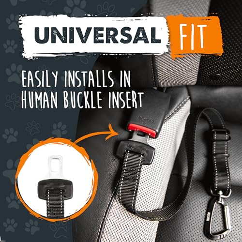 Mighty Paw Dog Seat Belt for Car - Safe Distraction Free Driving, Heavy-Duty Design with Aviation Grade Aluminum Carabiner, Adjustable Dog Seatbelt Harness for Small, Medium and Large Pets