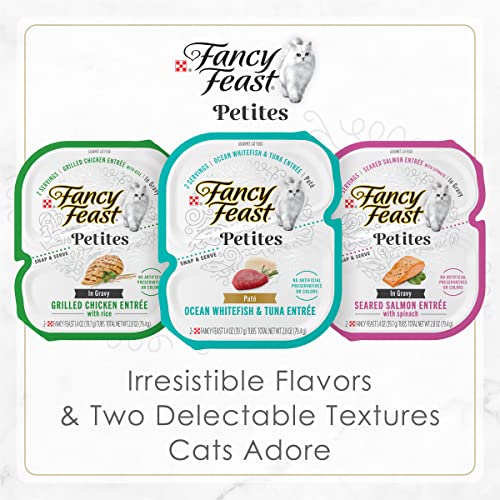 Purina Fancy Feast Petites Ocean Whitefish Entree With Tomato in Gravy Gourmet Wet Cat Food - (Pack of 12) 2.8 oz. Tubs