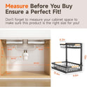 Sevenblue 2 Packs Under Sink Organizer, Height Adjustable 2 Tier Under Kitchen Sink Organizer, Multi-Purpose Storage Shelf for Kitchen Bathroom Cabinet (Black, Large)