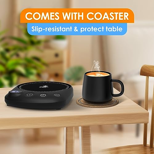 Coffee Mug Warmer - Fastest Heating & Highest Temperature, Coffee Cup Warmer for Desk Auto Shut Off, 4 Temp Settings & 1-12H Timer, Smart Electric Beverage Warmer for Coffee, Tea (Black)
