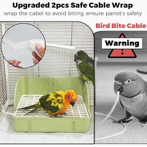 Automatic Parakeet Bird Bath with Pump, Large Bird Shower Fountain Indoor Bathtub with Running Water, Parrot Bath Tub Faucet for Pet Birds, African Grey, Cockatiel, Conure, Budgie, Lovebird