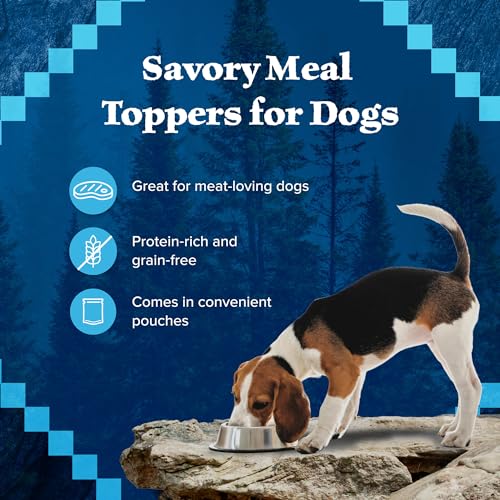Blue Buffalo Wilderness Trail Toppers Wild Cuts Wet Dog Food Variety Pack, High-Protein & Grain-Free, Made with Natural Ingredients, Chicken and Beef Flavors, 3-oz Pouches, (12 Count, 6 of Each)