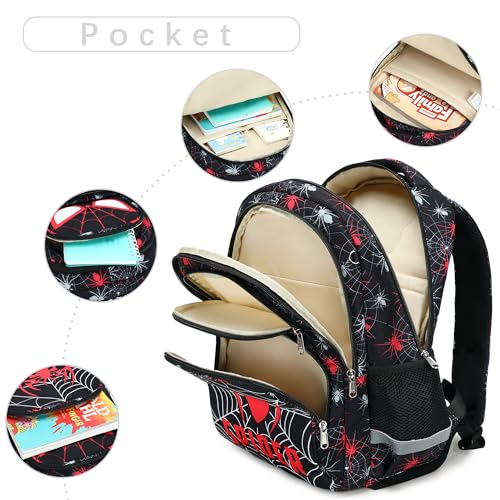 abshoo Cute Spider School Backpack For Boys Elementary Kindergarten Kids School Bag (Spider Black)
