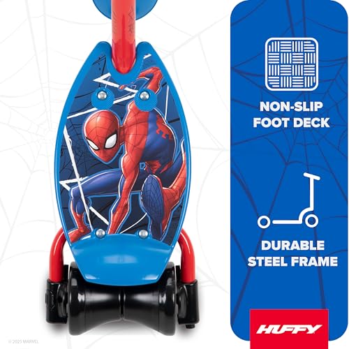 Huffy Toddler 3-Wheel Scooter for Kids, Multiple Colors & Licensed Character Graphics, Ages 3+, Durable Steel Frame, Wide Non-Slip Deck, Stable Lean-to-Steer Design, Light-Up Options, Girls/Boys