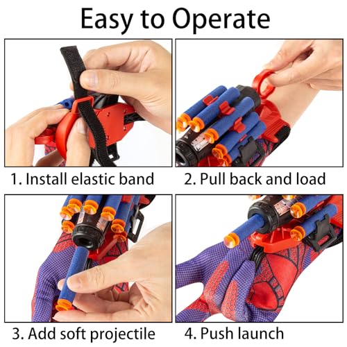 Spider Gloves Man Web Shooter Toy with Wrist, Spider Launcher Gloves Cosplay Toy Set for Kids