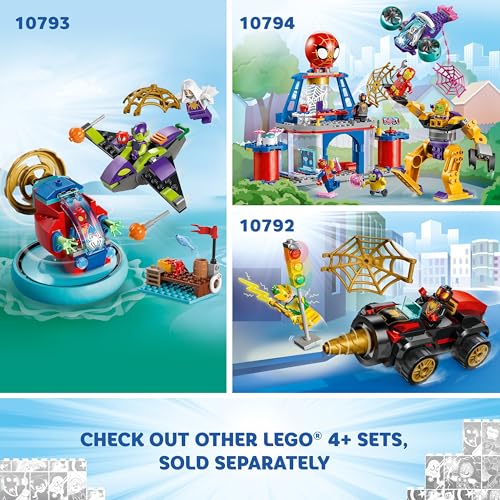 LEGO Marvel Team Spidey Web Spinner Headquarters Building Toy - Pretend Play Spidey and His Amazing Friends Toys Playset for Boys & Girls, Ages 4+ Years - 3 Superhero Minifigures - 10794