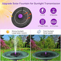 3.5W Solar Bird Bath Fountain Pump, Solar Powered Water Pump, Outdoor Water Fountain with 8-in-1 Nozzles, 4 Fixed Pipes for Hummingbirds, Garden, Pool, Pond