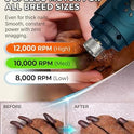 YABIFE Super Quiet Dog Nail Grinder & Clippers Kit with 2 LED Lights, 3 Speeds Up to 12,000 RPM, Lower Than 30dB Electric Pet Nail Trimmer for Small Medium Large Dogs and Cats