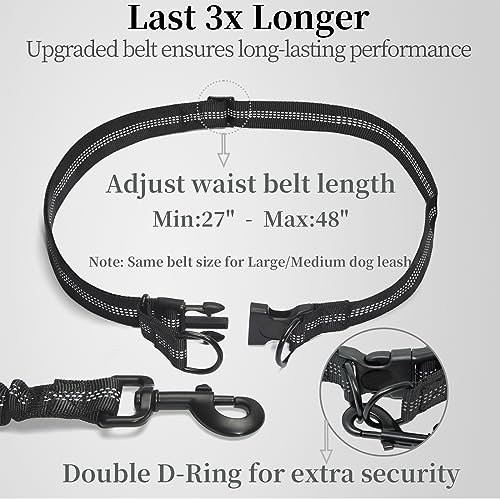 iYoShop Hands Free Dog Leash with Zipper Pouch, 120lb, Black
