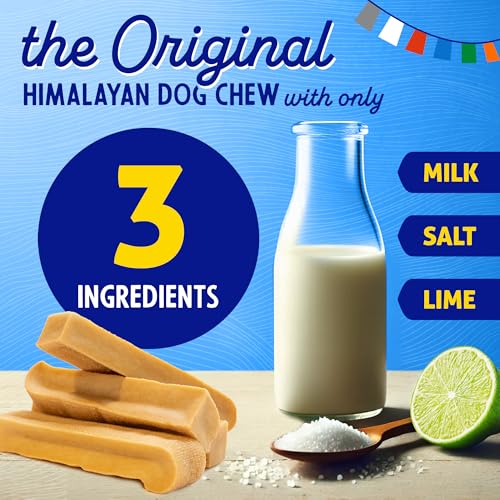 Himalayan Dog Chew Original Yak Cheese Dog Chews, The Better-For-You Chew, 100% Natural, Long Lasting, Healthy Safe Dog Treats, Lactose & Grain Free, Protein Rich, For Dogs 65 Lbs & Smaller, 3-Count