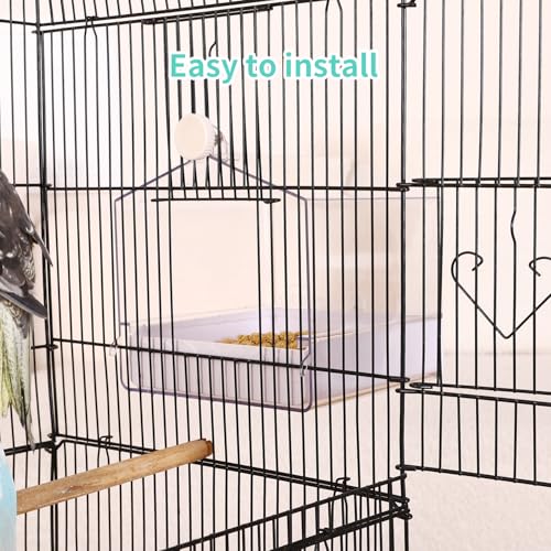 Colorday Bird Bath for Cage, Parrot Bath for Small to Medium Birds, Cockatiels, Parakeets, Budgie, Quaker, Conure, Lovebirds, Finches, Transparent, 6.7X6.7X7.74 inch