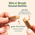 WOOF - Bite n' Brush Refills Treats for the Dog Toothbrush Toy - Scrub Plaque and Tartar from Your Dog's Teeth and Mouth - Dog Dental Sticks - 18 Refills - Chicken