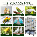 VISCOO Upgraded Encrypted 46-Inch Bird Cage, with Wooden Perches, Metal Parakeet Cage with Slide-Out Tray, Water Bottle&Feeder, Bird Cages for Parrot,Parakeets,Cockatiel,Lovebird,Small Mid-Sized Birds