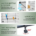 VISCOO Upgraded Encrypted 46-Inch Bird Cage, with Wooden Perches, Metal Parakeet Cage with Slide-Out Tray, Water Bottle&Feeder, Bird Cages for Parrot,Parakeets,Cockatiel,Lovebird,Small Mid-Sized Birds