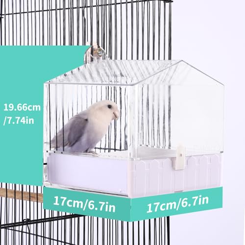 Colorday Bird Bath for Cage, Parrot Bath for Small to Medium Birds, Cockatiels, Parakeets, Budgie, Quaker, Conure, Lovebirds, Finches, Transparent, 6.7X6.7X7.74 inch