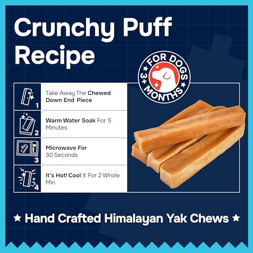 100% Natural Yak Cheese Himalayan Made Dog Chews All Breeds - Lactose Free Yak Chew for Small, Medium & Large Dogs - Dental Cleaning Dog Chews Aggressive Chewers - Long Lasting Odor & Gluten Free