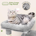 Globlazer Cat Tree Tower for Indoor Cats, 50-inch Adult Cat Tree House for Large Adult Cats with Steps, Scratching Post, 2 Cat Caves, Dangling Toys, FC50, Light Grey