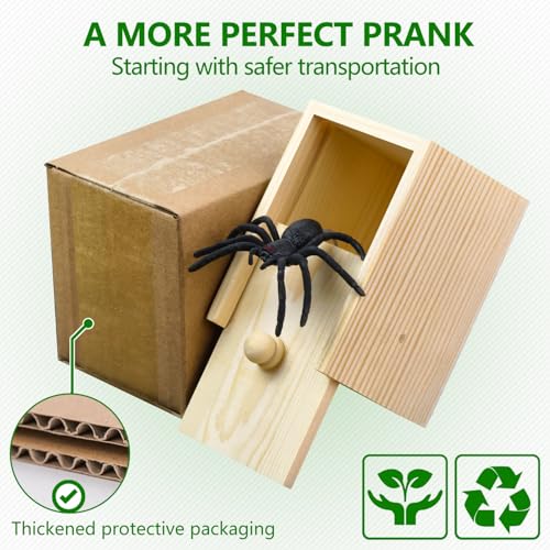 PARNIXS Surprise Spider Prank Box，Handcrafted Spider in a Box Stocking Stuffers,New Year's Surprise Toy and Gag Gift Practical Joke for Adults Men Women Birthday