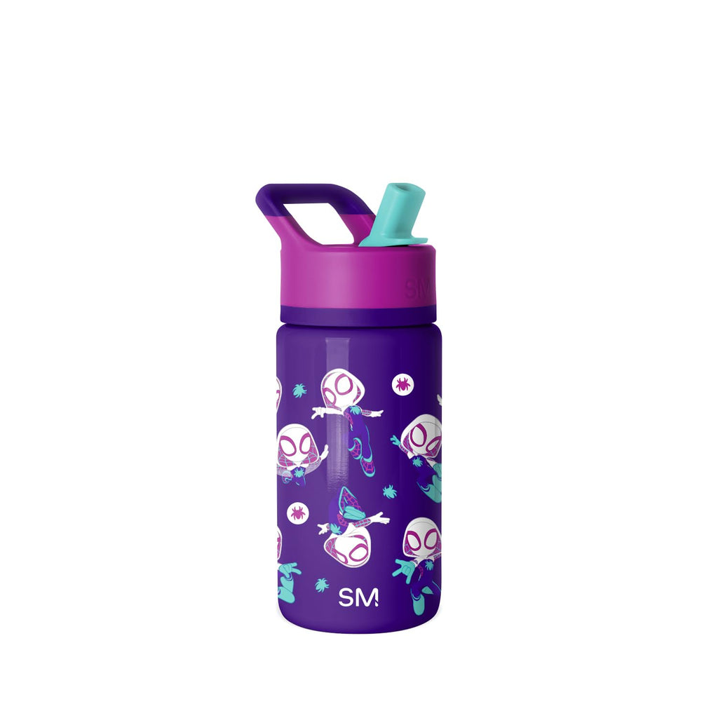 Simple Modern Marvel Kids Water Bottle with Straw Lid | 14oz Insulated Stainless Steel Kids Tumbler & Spill Proof Toddler Cup for School, Girls, Boys | Summit | Spider Gwen