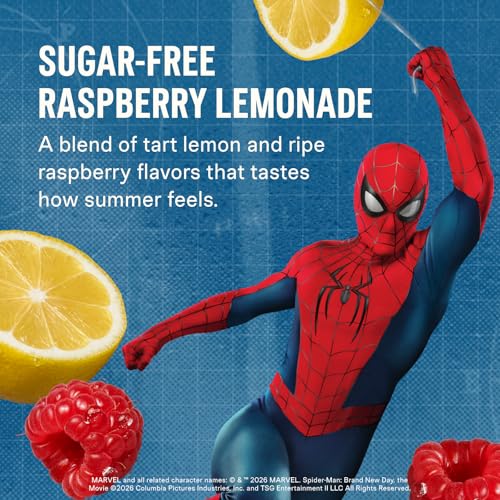 Liquid I.V.® Hydration Multiplier - Limited Edition - Spider-Man Sugar-Free - Raspberry Lemonade | Electrolyte Powder Drink Mix | 1 Pack (14 Servings)