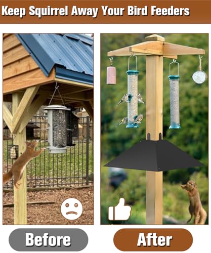 Queension Metal Squirrel Baffle for 4x4 Post, 17 Inch Squirrel Proof Baffles for Bird Feeder Poles, Outdoor Guard for Wooden Pole to Deter Raccoons from Bird Houses, 1 Pack