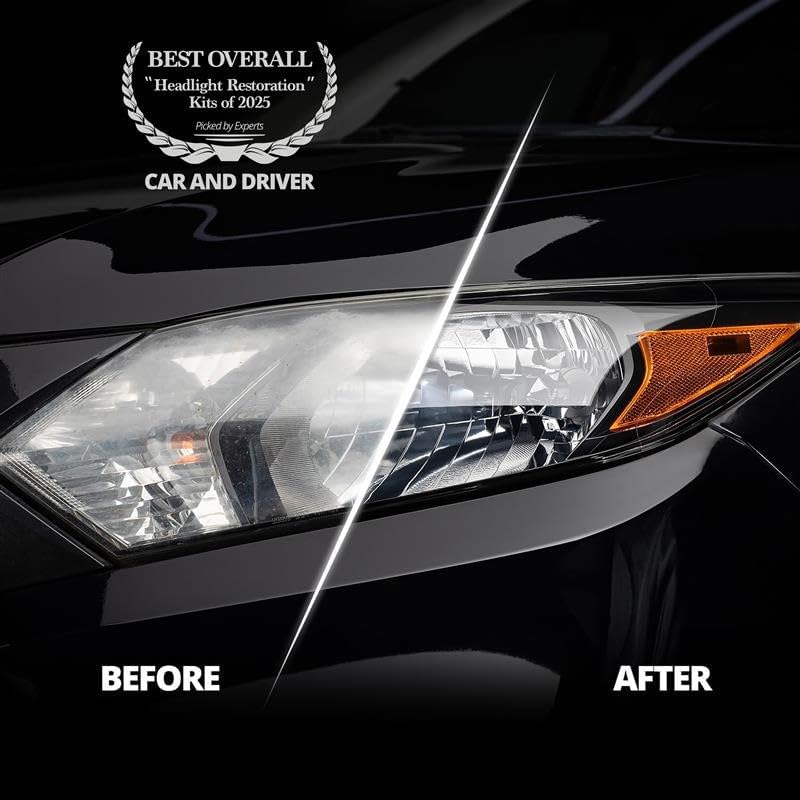 CERAKOTE® Ceramic Headlight Restoration Kit – Guaranteed To Last As Long As You Own Your Vehicle – Brings Headlights Back to Like New Condition - No Power Tools Required - 10 Wipe Kit