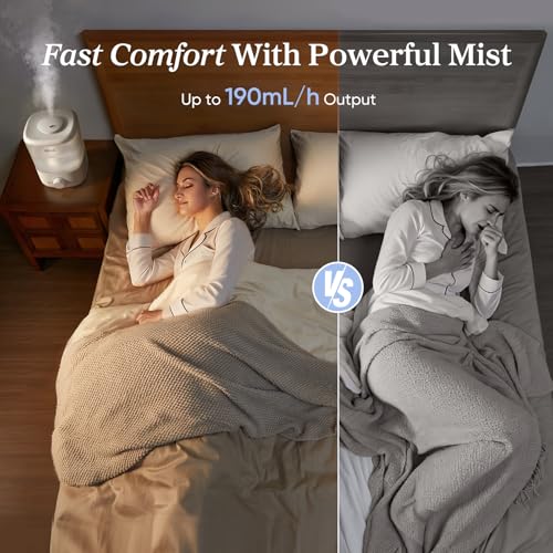 Levoit Top Fill Humidifiers for Bedroom, 2.5L Tank for Large Room, 28dB | Easy to Fill & Clean, Quiet Cool Mist Air Humidifier for Home Baby Nursery & Plants, Auto Shut-off for Safety, 25H Lasting