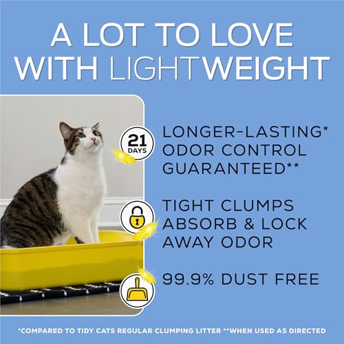 Purina Tidy Cats Low Dust Clumping Cat Litter, LightWeight Free & Clean Unscented, Multi Cat Litter - 17 lb. Box | Unscented, charcoal-powered formula offers 21-day odor control and tight, dust-free clumping.