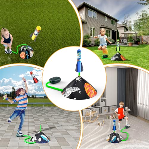 Otoseth Toys Rocket Launcher for Kids - Launch up to 100 Ft, 8 Multi-Color Foam Rockets & Adjustable Launch Stand, Kids Outdoor Toys, Age 3+