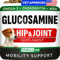 Glucosamine Treats for Dogs - Joint Supplement w/Omega-3 Fish Oil - Chondroitin, MSM - Advanced Mobility Chews - Joint Pain Relief - Hip & Joint Care - Chicken Flavor - 120 Ct - Made in USA