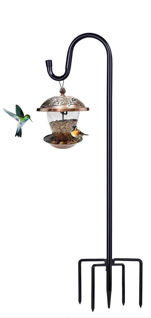 Shepherd Hooks for Outdoor, 1 Pack 62 Inch Bird Feeder Pole with 5 Prongs Base for Hanging Lantern, Hummingbird Feeder, Lightweight Plant, Shepherds Hook for Bird Feeders for Outside