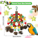 MQUPIN Parrot Toys, Nuts Nutrient-Rich Bird Toys,Natural Wooden Parrot Cage Bite Toy,Chewing Toy Containing Cuttlefish Bones,Pine Cones,Wooden Mangoes and Carambola for African Greys,Cockatoo,Budgie