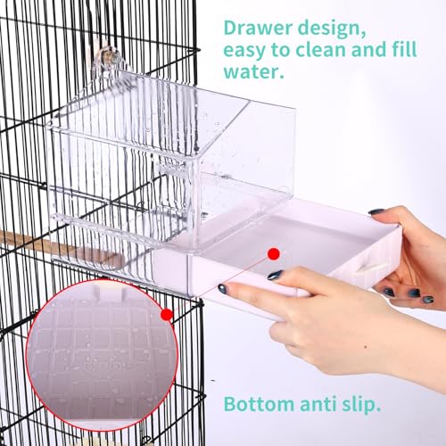 Colorday Bird Bath for Cage, Parrot Bath for Small to Medium Birds, Cockatiels, Parakeets, Budgie, Quaker, Conure, Lovebirds, Finches, Transparent, 6.7X6.7X7.74 inch