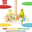 Agape Bird Toy, Parrot 360° Interactive Rotating Perch, Bird Cage Accessories for Small and Medium Parrots to Expend Energy, Wooden Stand for Parakeets Cockatiels Lovebirds Conures Finches Budgies