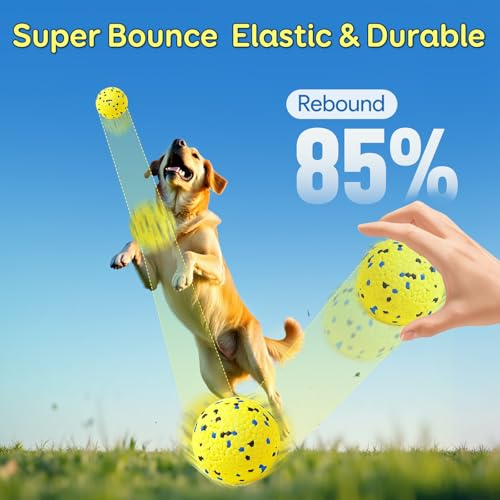 Kimee Dog Balls Tennis Ball Toys Dog Toys for Aggressive Chewers Durable Teething Chew Toys Water Toy Fetch Ball for Large Medium Small Dog and Puppies (4 Balls)