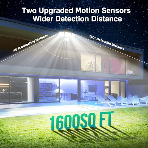LYWALT Solar Outdoor Lights - 3000LM 188 LED Motion Sensor Outdoor Lights, 4 Heads Security Light,IP65 Waterproof, Easy Install,270°Wide Angle Flood Wall Light with 3 Modes for Backyard Yard (2 Pack)