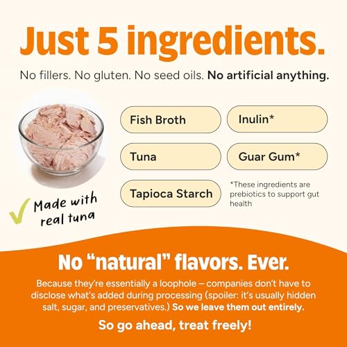 Joyfull Lickable Cat Treats with Prebiotics – Wild-Caught Tuna Squeeze Treats – Supports Digestive Health – 24 Tubes (0.5 oz Each)