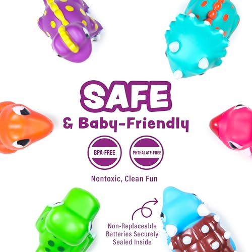 Tub Works® Dinos™ Dinosaur Light Up Bath Toys, 6 Pack | Water-Activated Light Up Toys Flash & Change Color | Easy-Grip Baby & Toddler Bath Toys | Sensory Bath Lights Watertight Bathtub Toys