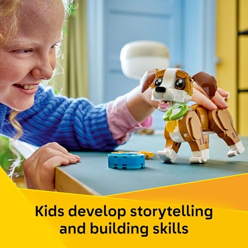 LEGO Creator 3 in 1 Cute Animals: Playful Puppy Dog Building Toy - Bedroom Decor for Girls & Boys, Ages 8+ - Gift for Birthdays - Build a Dog, Squirrel, or Duck - 31382