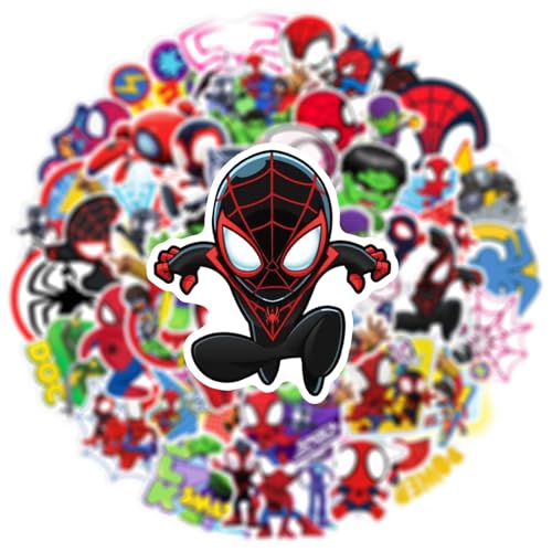 50pcs Cartoon Spider-Man Stickers for Kids,Lovely Hero and His Amazing Friends Vinyl Waterproof Decal for Water Bottle Laptop Toy Sticker for DIY Decorate Bumper Hat Party Supplies Kids Teens Gifts