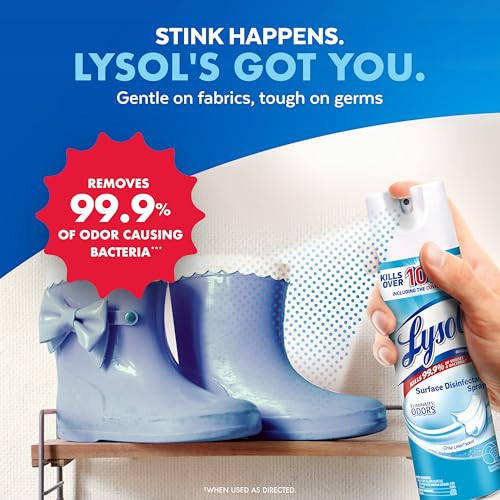 Lysol Disinfectant Spray, Household Essential Cleaning Supplies, Multi-Purpose Room Spray, Antibacterial Sanitizer Spray, Upholstery Deodorizer, Home and Bathroom, Crisp Linen,19 Fl Oz (Pack of 2)