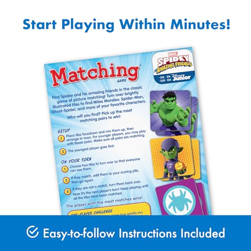 Wonder Forge Marvel Spidey and His Amazing Friends Matching Game - Educational Memory Game for Kids Ages 3+ - Fun for Toddler Boys and Girls Featuring Spiderman and Friends