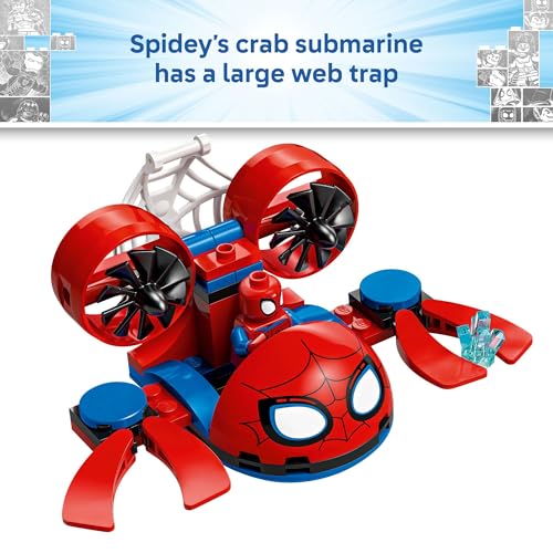 LEGO Marvel Spidey and His Amazing Friends Spidey: Underwater Vehicles Building Toy for Kids - Super Hero Pretend Play Set for Preschool Boys & Girls, Ages 4+ - Gift Idea for Birthdays - 11207