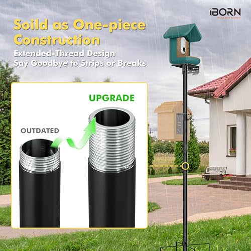 iBorn Camera Bird Feeder Pole 3in1 Compatible Bird Feeder Poles for Outdoors Heavy Duty,63inch Adjustable Height Bird House Pole Mount Kit Bracket Universal for Smart Feeder/Birdhouse