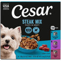 Cesar Filets in Gravy Adult Wet Dog Food Variety Pack, Filet Mignon, New York Strip, and  Rib Flavors, 3.5 oz. Easy Peel Dog Food Tray, 24 Count (Pack of 1)